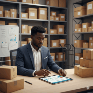 Featuring a Nigerian business owner focused on the operational side of their commerce.