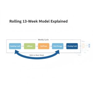 Diagram showing 13-week rolling cash flow process”