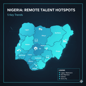 Map showing major Nigerian cities with strong remote finance talent.