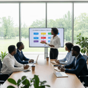 Small business team training on financial policies and fraud prevention