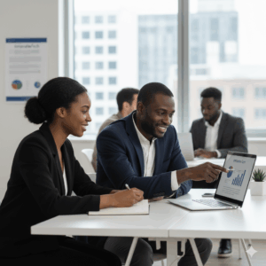 Employee receiving mentorship and professional development.