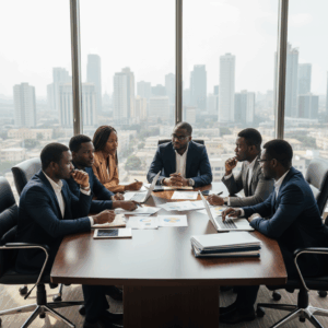 Nigerian angel investors discussing potential startup investments