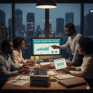 Small business accounting team implementing financial controls to prevent fraud