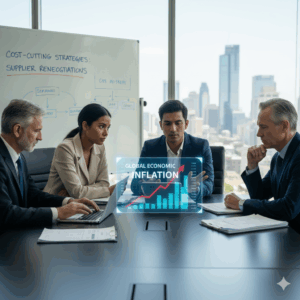 Startup founders negotiating better supplier deals as part of cost-cutting strategies during economic inflation