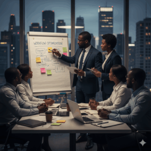 Team improving business operations to reduce costs and ensure sustainable financing