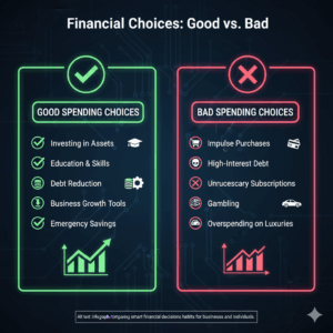 Chart showing responsible and irresponsible uses of investor capital.