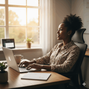 Entrepreneur working calmly without invoice stress