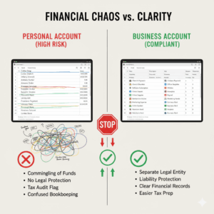 Comparing personal vs business account records for compliance