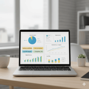 Clean financial dashboard on laptop