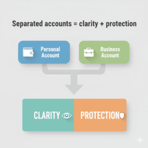 Chart showing how separate business accounts improve clarity.