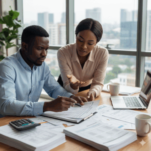 Business owner reviewing income statement for FIRS audit defense