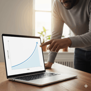 Small business owner reviewing future cash flow forecast