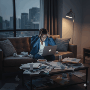 entrepreneur stressed by messy financial spreadsheets