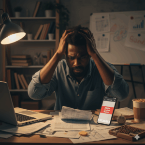 Small Nigerian business owner facing challenges accessing banking and loans.