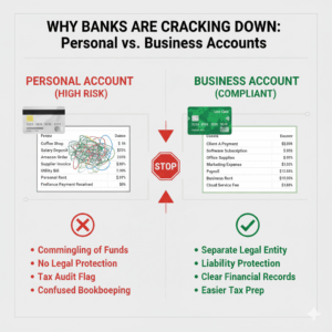 Business transactions in personal vs business accounts