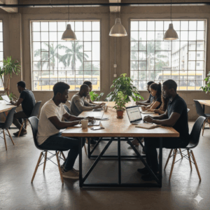 Founder reviewing expenses at desk