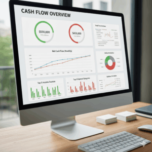 Cash flow report showing money coming in and going out