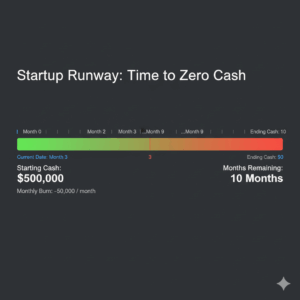 Startup cash runway and burn rate illustration for budgeting