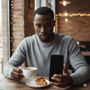 Manager reviewing expenses on phone