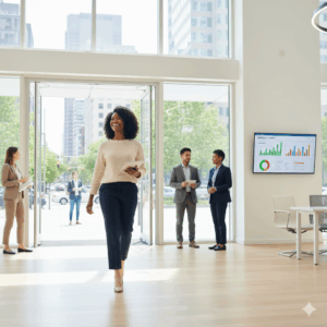 founder confidently starting workweek with financial clarity