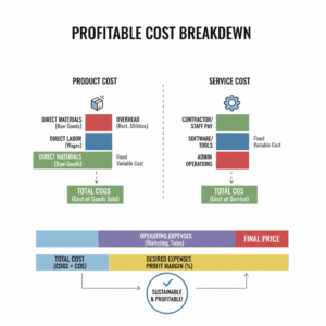 Cost breakdown for pricing products and services profitably
