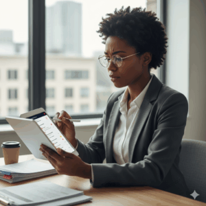 Small business owner dealing with late client payments