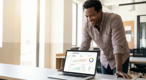 Founder reviewing real time financial dashboard without finance team