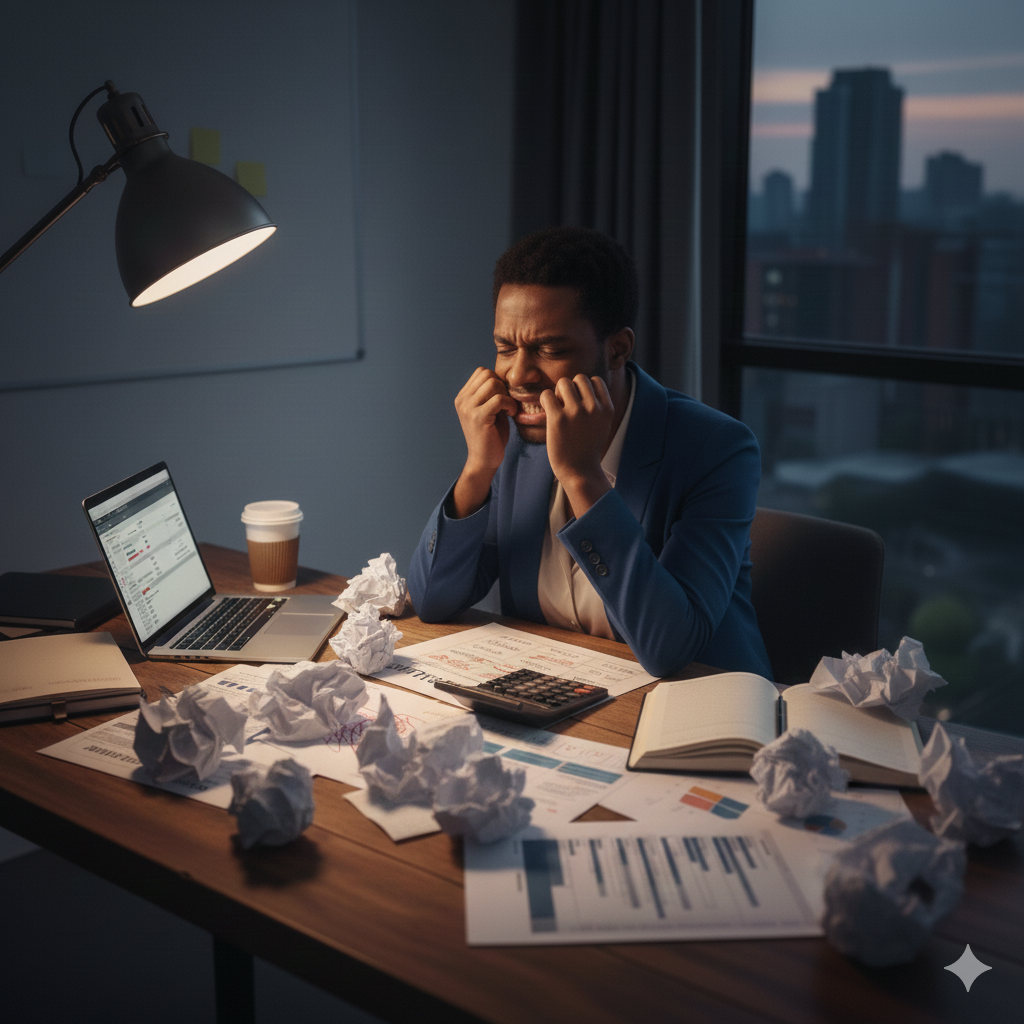 founder experiencing financial anxiety late at night